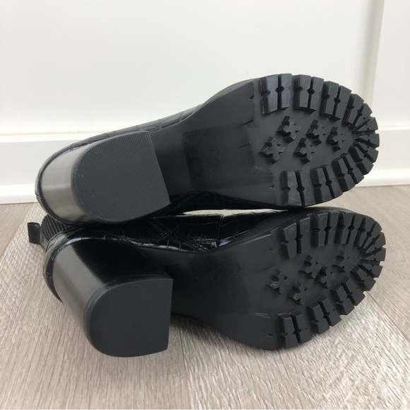 Steve Madden Latch Croc Embossed Black Combat Lace Up Boots Size 8.5 - Picture 8 of 13